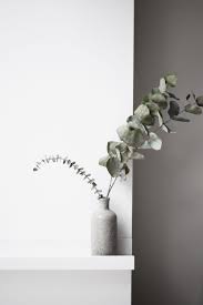 Minimalist Simple Styling Of Eucalyptus In Clay Vase On Ikea Mosslanda Shelf Vase Design Flower Vase Design Creative Home Decor