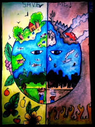 Print, color and tape this mini mural together to share your love of our amazing planet. Ideas For Drawing Competition For Class 3 Creative Art