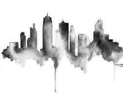Black And White Skyline Drawing Acuarela Pintura Nueva York City Skyline Impresion Pared Arte Etsy Scenic Wall Art Skyline Painting Paintings Art Prints