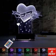 Tahtamoda 3d 3 Boyutlu Dekoratif Led Masa Gece Lambasi Anneler Gunu Hediyesi Rgbtht3d155 Led Renkler Urunler