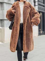 Widest selection of new season & sale only at lyst.com. Camel Faux Fur Pockets Buttons Turndown Collar Long Sleeve Elegant Teddy Coat Outerwears Tops