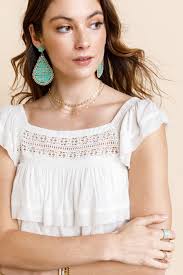 Francesca's Natalie Crochet Trim Blouse