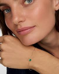 Celeste Moon & Star Green Onyx Inlay Chain Bracelet