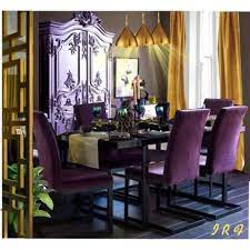 Purple color schemes are perfect for creating a luxurious and elegant atmosphere in a dining room. Purple Dining Room Dining 38 Purple Dining Room Dinning Room Chairs Fine Dining Room