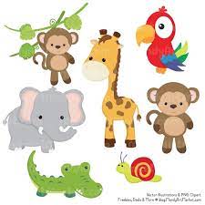 Cute Jungle Animal Clipart Cute Safari Clipart Jungle Etsy Jungle Animals Animal Clipart Safari Animals