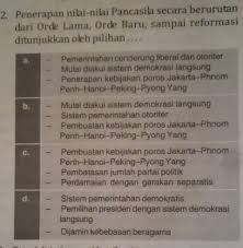 You can do the exercises online or download the worksheet as pdf. Penerapan Nilai Nilai Pancasila Secara Berurutan Dari Orde Lama Orde Baru Sampai Reformasi Brainly Co Id