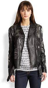 1 695 Haute Hippie Beaded Ravens Leather Moto Jacket Fashion Haute Hippie Leather Moto Jacket