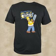 He is voiced by dan castellaneta and first appeared on television, along with the rest of his family, in the tracey ullman show. Homer Simpson T Shirt Man At Work The Simpsons Ebay