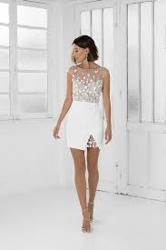 Bodycon Short Little White Dress With Tulle And Flowers For Wedding Little White Dresses White Short Dress Engagement Dresses