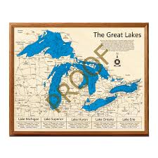 Great Lakes 3d Nautical Wood Map 3d Framed Map
