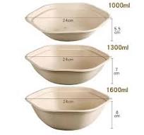 Compostable Bagasse Hexagonal Bowls with Lids 1000ml 1300ml ...