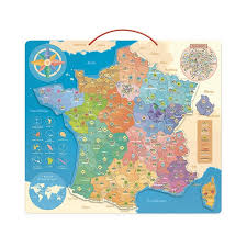 En vert en rouge en jaune. Carte De France Magnetique Educative En Bois Pour Enfant Vilac