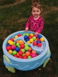 Water Table Full Of Play Balls Outside Can Put Water First And See Them Float Diy Toys And Crafts Water Table Little People