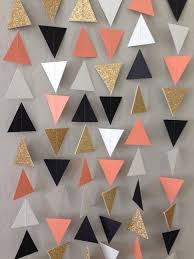 Black And Gold Cardstock Special Pricing 10 Each When You Order 4 Or More Garlands This Listing Is For Geometric Triangle Garland Made Fr Paper Backdrop Coral And Gold Room Diy
