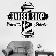 Us 6 98 25 Off Barbershop Sign Haircuts And Shaves Vinyl Wall Decal Sticker Barber Shop Wall Decor Murals Art Design Window Men Hair Logo Lc803 In