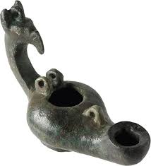 According to archaeologists excavating at the site, the lamp was a foundation deposit (a ritual burial of an offering in the foundations of a building). Ca 400 600 Ad Late Roman Early Byzantine Bronze Oil Lamp Ma Shops