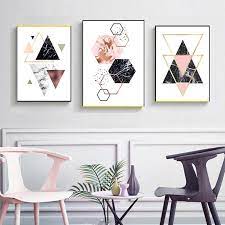 Shop abstract art prints at juniqe • wide selection quality guaranteed quick & reliable shipping bring your walls to life with geometric posters & more! Abstract Geometric Pink Black Triangles Minimalist Nordic Wall Art Posters Nordicwallart Com