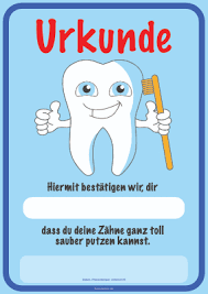 Tapferkeitsurkunde für zahnbehandlung mit praxisstempel. Kinder Urkunde Fur Zahneputzen Stempel Pdf Vorlage Zum Ausdrucken