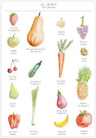 Affiche Pour La Cuisine Ou Imagier Pour Les Enfants Les Etsy Courgette Leeks Grapes