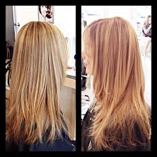 Laura Has A Beige Medium Blonde Base Color And Light Blonde Highlights There Is An Added Balayage Techni Copper Blonde Hair Color Hair Light Blonde Highlights