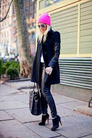 Pop Of Pink Stylish Street Style Fashion Casual Winter Outfits