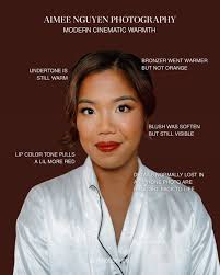 SAME PHOTO, DIFFERENT EDIT (Modern Cinematic Warm with  @aimeenguyenphotography) We're back with another edition of our series that  breaks down how different wedding photographer editing styles impact the  final makeup look. Same