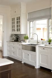 #kitchenremodel #kitchenideas indian modular kitchen ideas small modular kitchen cabinets remodel modern. White Kitchen Features Glass Front Upper Cabinets And Inset Lower Cabinets Paired With White Kitchen Cabinet Design Farmhouse Sink Kitchen White Kitchen Design
