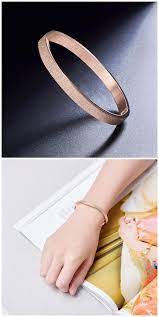 Sweetiee Simple Bangle For Women 185mm Rose Gold Frosted Titanium Steel Bangle Beebeecraft Com Simple Bangle Mens Gold Bracelets Titanium Jewelry