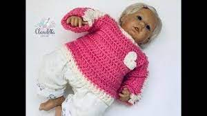 Die verspielten nähte im kniebereich und die angedeuteten taschen machen sie zu einem einzigartigen kleidungsstück. Einfachen Baby Pullover Hakeln Super Fur Anfanger Geeignet Youtube