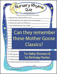 Mother goose nursery rhyme game for baby showers and 1st birthday parties. Nursery Rhyme Game For Baby Showers 1st Birthday Party