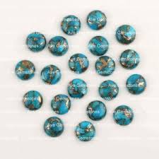 6mm 20 pcs Pack Copper Turquoise Flat Back Gemstone For Jewelry Making,  Pendant, Ring