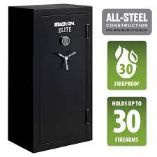 People look at one of these seemingly feature is 30 minutes enough time to keep your valuables safe? Stack On Elite 30 Gun Fireproof Safe With Electronic Lock Black E18 30 Mb E S The Home Depot