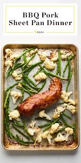 Recipe Sheet Pan Bbq Pork Tenderloin With Green Beans And Cauliflower Recipe Bbq Pork Tenderloin Bbq Pork Pork Tenderloin