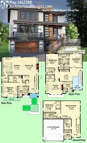 Plan 14633rk Master On Main Modern House Plan House Blueprints House Plans Modern House Plan
