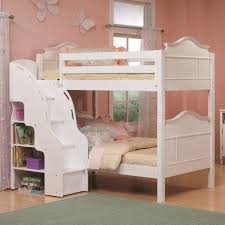 Bunkbed W Steps White Wooden Bunk Beds Girls Bunk Beds Bunk Beds With Stairs