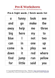 Children S Pre K Sight Words Dolch Words List Pdf Chart Templates Description From P Pre K Sight Words Pre Kindergarten Sight Words Sight Words Kindergarten
