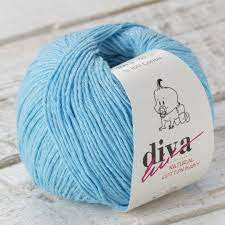 Diva Natural Cotton Baby Turkuaz El Orgu Ipi Orgu Turkuaz Yun Iplikleri