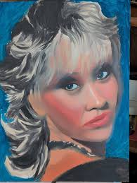 Work in progress, Agnetha from ABBA I managed to spend a little bit more  time adding detail and some glazing and blending at my art group this  morning Oils