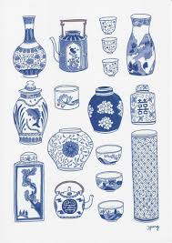 Collection Of Blue And White Chinaware Art Illustration Art Art Studio Design
