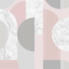 The print has been taken from designer arne jacobsen's classic designs. Pink And Grey Modern Geometric Wallpaper Geometric Wallpaper