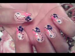 Its Friday Yay Nail Art Design Pink Purple White Blue Flowers Dots Youtube