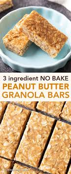 3 Ingredient No Bake Peanut Butter Granola Bars Beaming Baker In 2020 Peanut Butter Granola Bar Recipe Peanut Butter Granola Bars Homemade Granola Bars Peanut Butter