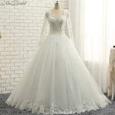 click to buy latest style long sleeve wedding dresses a line style lace bridal gowns v neck co wedding dresses lace bridal gown wedding dress long sleeve