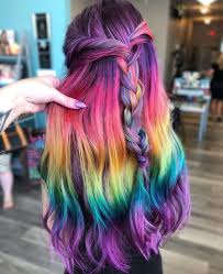 Thanks to celebrities like keke palmer and ariana grande, the bangs and the long hair flip are two of this year's hottest long hair trends. Rainbow Hair Hair Color And Colored Hair Image 7717021 On Favim Com