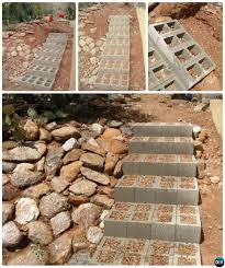 10 Idees De Decoration Exterieur A Faire Avec Des Blocs De Beton Escalier Exterieur Beton Bloc De Beton Escalier De Jardin