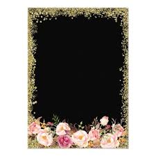 Black And Gold Invitation Background Design Black Gold Glitters Floral Glamour Bridal Shower Invitation Zazzle Com Bridal Shower Invitations Shower Invitations 25th Wedding Anniversary Invitations