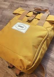 Mustard Unisex Twin Handle Roll Top Junkbox Rucksack College Rucksack Bags College Bags