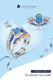 Vancaro Blue Opal Ring White Gold Wedding Ring Set Wedding Rings Sets Gold White Gold Wedding Rings