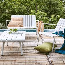 Tables de jardin en aluminium. Banc De Jardin Blanc En Aluminium 2 Places Paradou Salon De Jardin Bas Alinea
