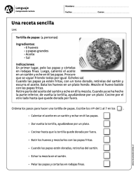 Pobre común poco común raro épica legendaria artefacto. Una Receta Sencilla Comprension Lectora Comprension Lectora Primaria Ejercicios De Comprension